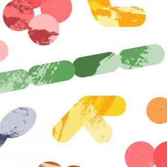 Artist's illustration of different microbes.