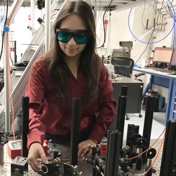 Chloe Washabaugh inside the lab