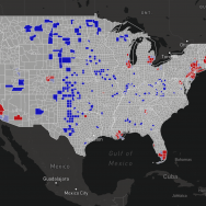 image of the US by county showing coronavirus hot spots