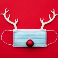 A reindeer made out of a face mask